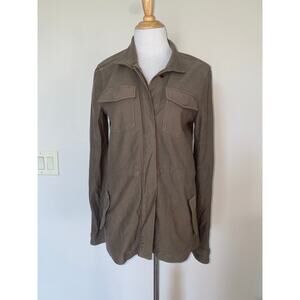 JAMES PERSE Utility Drawstring Jacket Knit Green L/S Cotton WVL2606CU Size 3